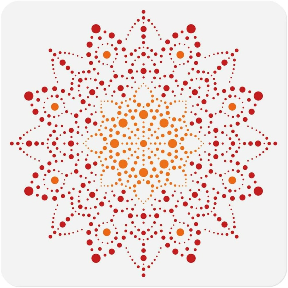 X Home Decor - نقطة ماندالا قالب الاستنسل 11.8x11.8 بوصة