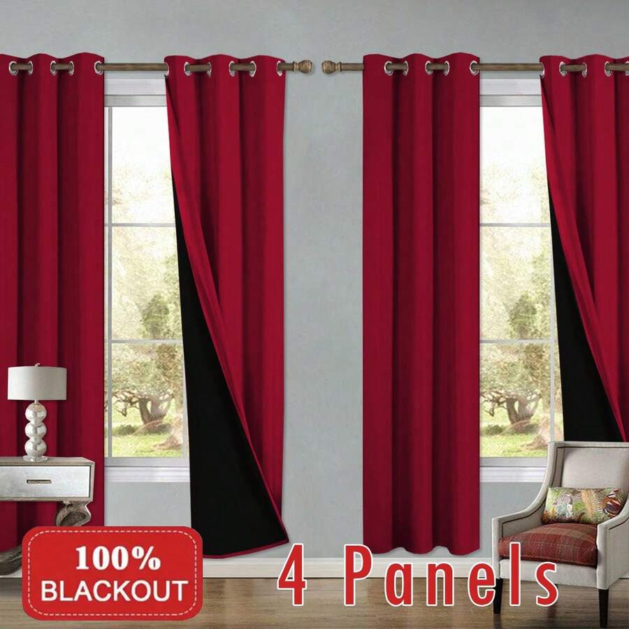 Blackout Curtains - ستائر معتمة 100% من 4 ألواح