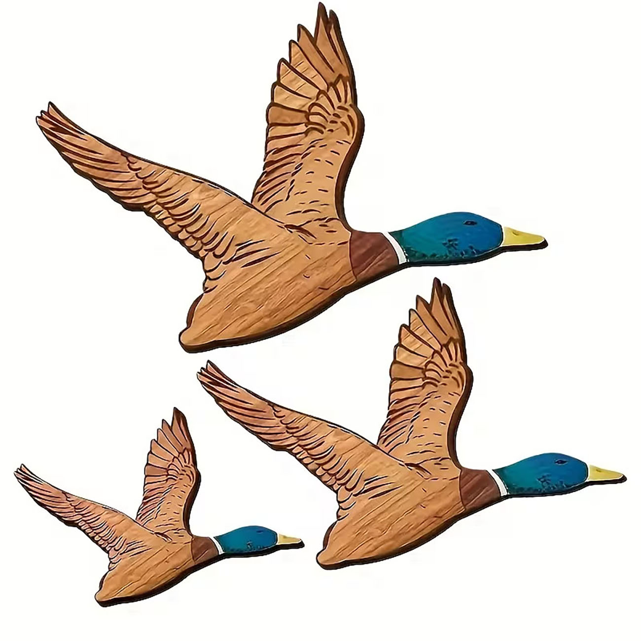 Home Decor Duck - 3 قطع ديكور جداري خشبي على