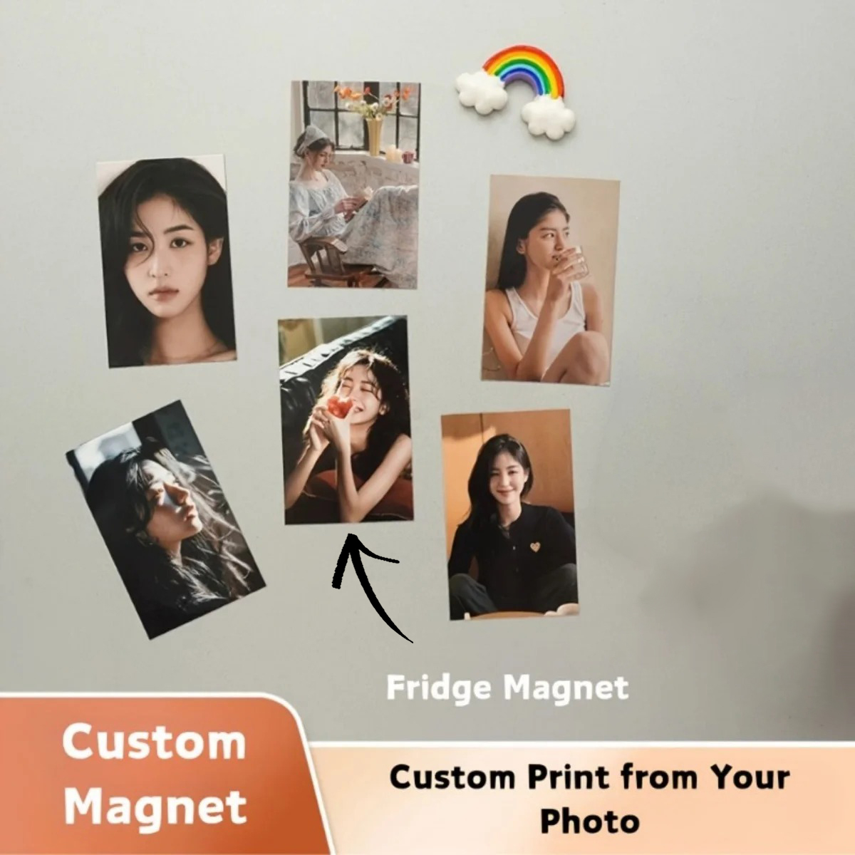 Home Decor Sticker - مغناطيس ثلاجة مخصص بالصورة، قم بتحميل