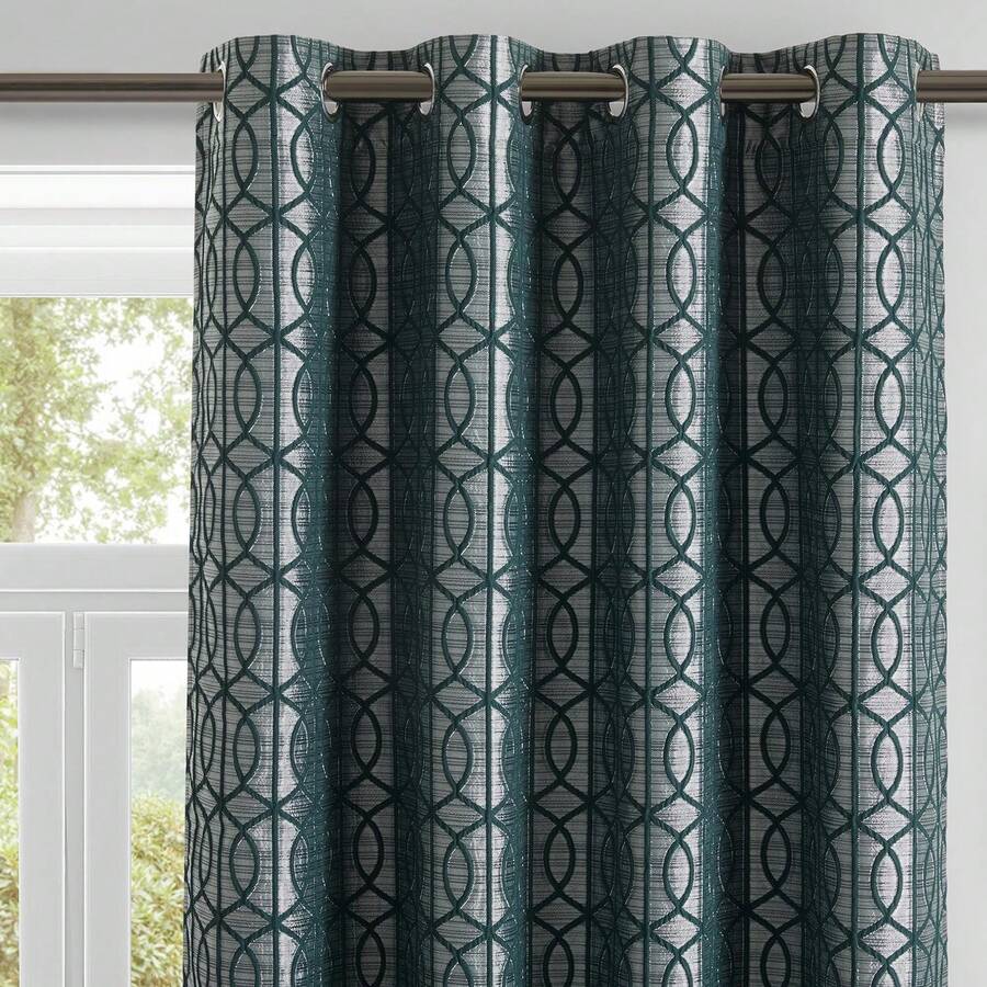 Blackout Curtains - ستائر جاكار هندسية معتمة عازلة للحرارة