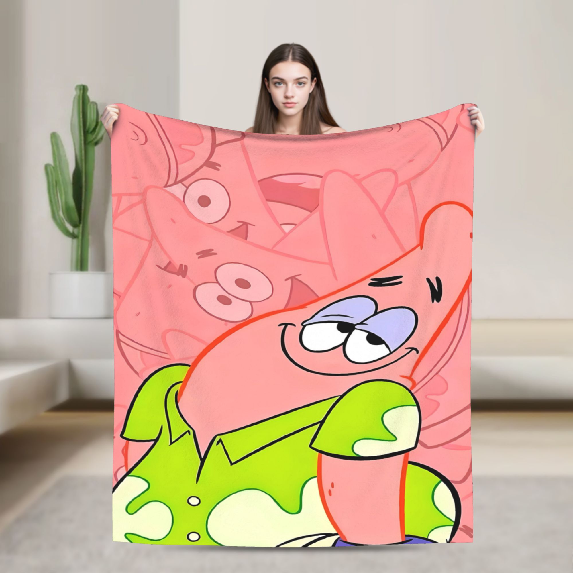 Home Decor Solo - بطانية سبونج بوب الوردية الناعمة بتصميم