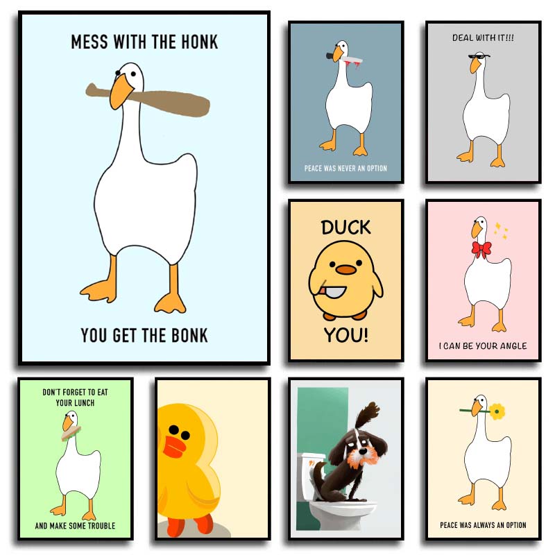 Home Decor Duck - لوحة فنية مطبوعة بدون إطار بتصميم