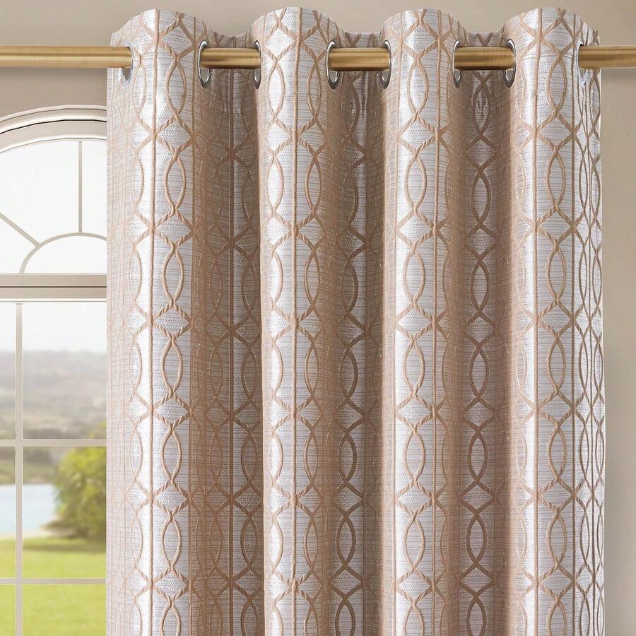 ستائر جاكار هندسية معتمة عازلة - مراجعة Blackout Curtains وسعره
