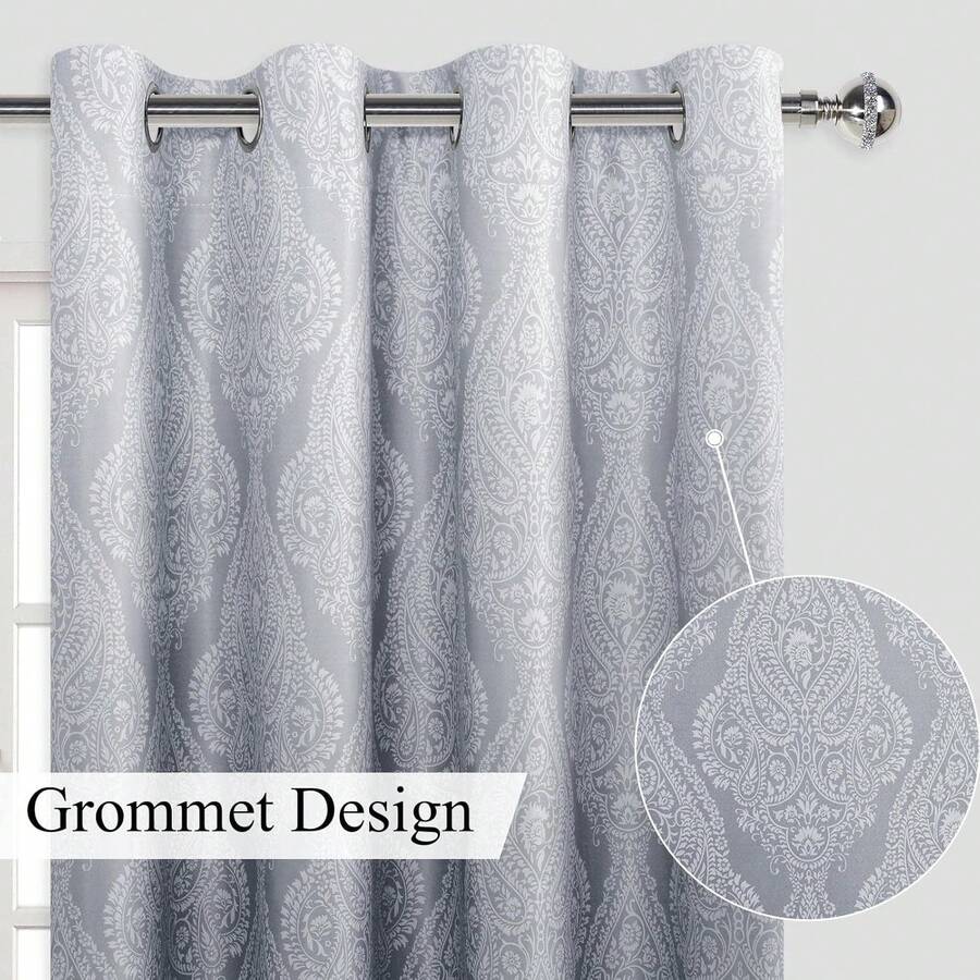 ستائر أومبري زرقاء بنمط دمشقي  - مراجعة Blackout Curtains وسعره