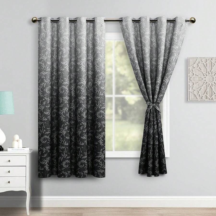 ستائر أومبري زرقاء بنمط دمشقي  - مراجعة Blackout Curtains وسعره